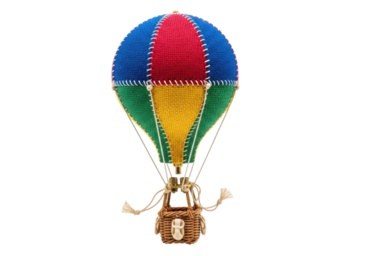 Colorful hot air balloon model, a vibrant symbol of adventure and travel, perfect for promoting exploration and dreamlike concepts
