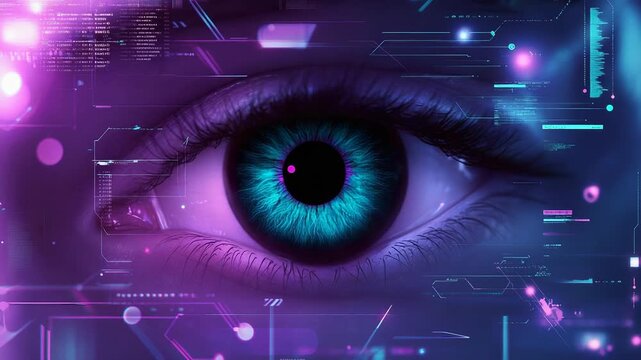 Human eye processing digital data with augmented reality interface - Powered by Adobe