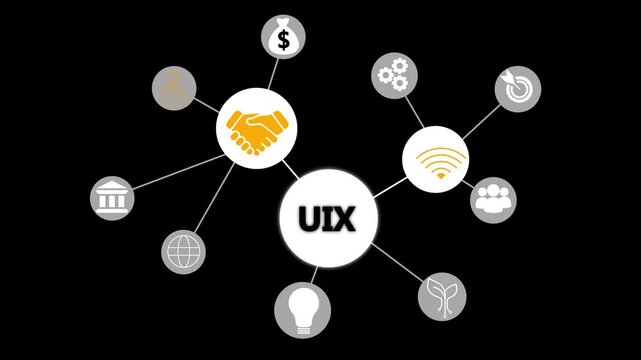 U I X concept diagram handshake business network growth technology finance people global idea innovation connection