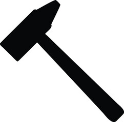 Simple black silhouette of a claw hammer on a white background