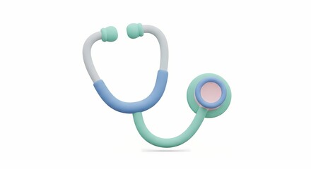 A 3D render of a stylized pastel stethoscope, a symbol of medical care and diagnostics, isolated on a white background for healthcare concepts