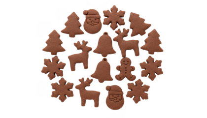 Assorted Christmas Chocolate Cookies on White Background