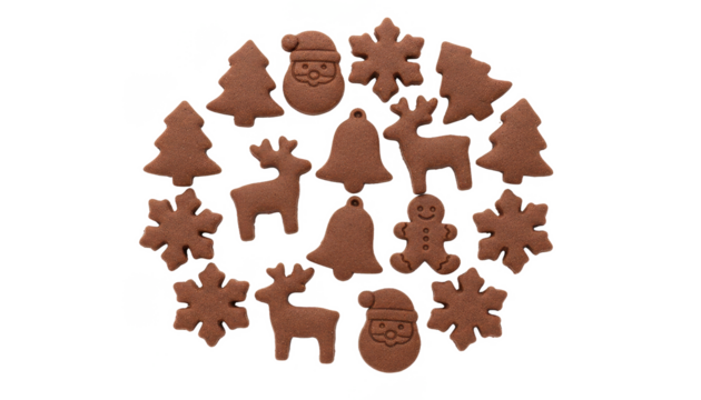 Assorted Christmas Chocolate Cookies on White Background