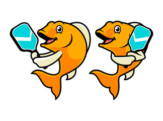 FISH CARTOON CHARACTERS PLAYING PICKLEBALL