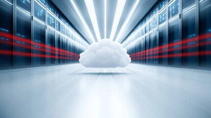 Advanced cloud computing solutions integration within high tech server room environment data center infrastructure technology.