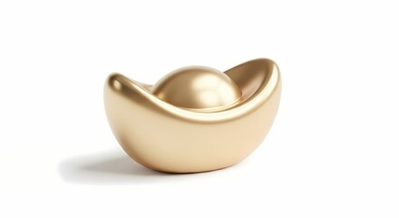 A traditional Chinese sycee or yuanbao, a golden symbol of good fortune, wealth, and success for lunar new year celebrations