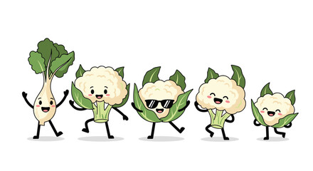 Dancing cartoon vegetables in a fun and whimsical composition.