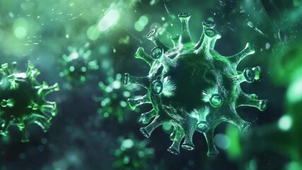 Microscopic virus particles causing widespread disease pandemic - Powered by Adobe