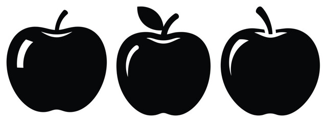 apple minimal flat icon set, black color and white background