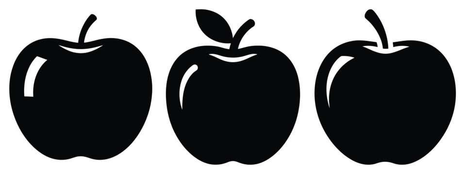 apple minimal flat icon set, black color and white background