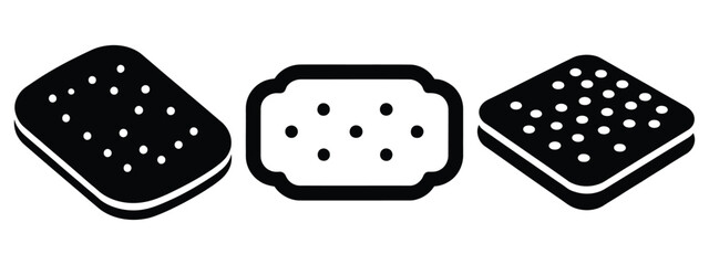 biscuit minimal flat icon set, black color and white background