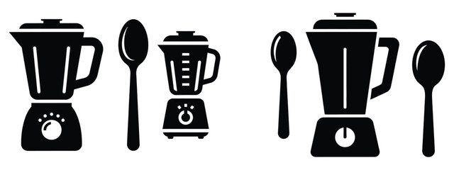 blender minimal flat icon set, black color and white background