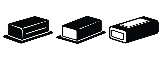 butter minimal flat icon set, black color and white background