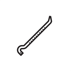 Crowbar icon symbolizing prying, lifting, and heavy material separation, representing specialized industrial tooling, modern construction demolition, and field technician equipment.