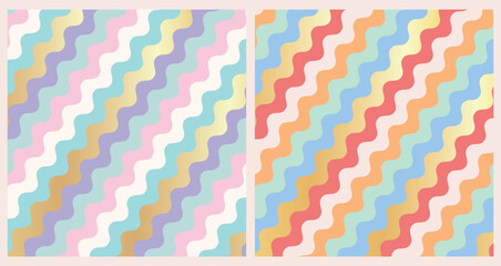 Colorful wavy seamless pattern with soft gradient shapes