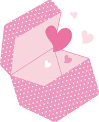 Pink gift box with floating heart illustration