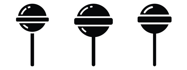 lollipop minimal flat icon set, black color and white background