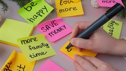 2026 goals woman writing promises and aims preparation for new year new life new me 4k