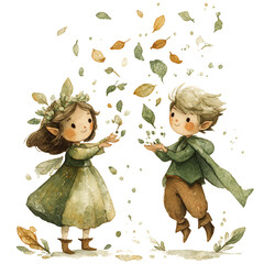 Fairy Couple Playing on the Ground