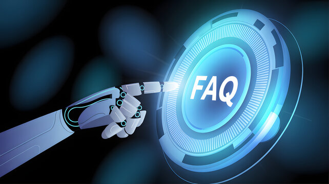 Robotic hand selects FAQ option for easy access to information and assistance