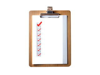 Clipboard with checklist and red hearts isolated on black background isolated on white background isolated on transparent background