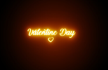 Neon Valentine day text greeting on black background.