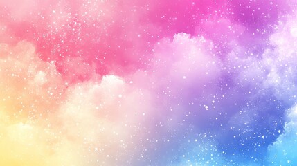Fototapeta premium Colorful, dreamy, abstract, pastel sky background with soft clouds and twinkling stars.