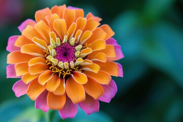 A vibrant flower with a multitude of petals in shades of orange, pink, and purple, radiating a sense of joy and vitality.