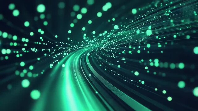 Digital data flowing through fiber optic network road