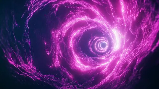 Abstract glowing purple data tunnel wormhole portal