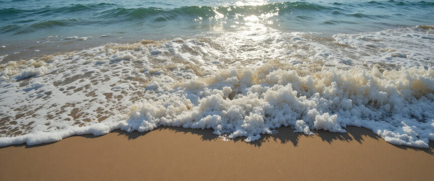 Waves crashing on sandy beach coastal location nature content serene environment tranquil viewpoint