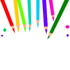 color pencils on white paper different colorful background poster banner template.eps
