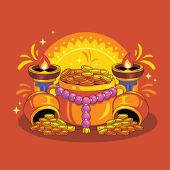 Dhanteras Festival with Shining Coins