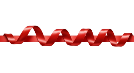 Vibrant red ribbon curled into a spiral shape