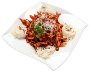 Somyon, Korean Spicy Squid Salad with Noodles