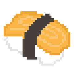 Fototapeta premium Tamago Nigiri Sushi Yellow Omelet Pixel Art Icon