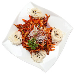 Somyon, Korean Spicy Squid Salad with Noodles