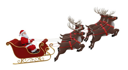 Santa claus in his sleigh pulled by reindeer