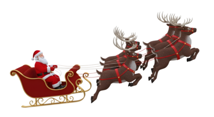Santa claus in his sleigh pulled by reindeer