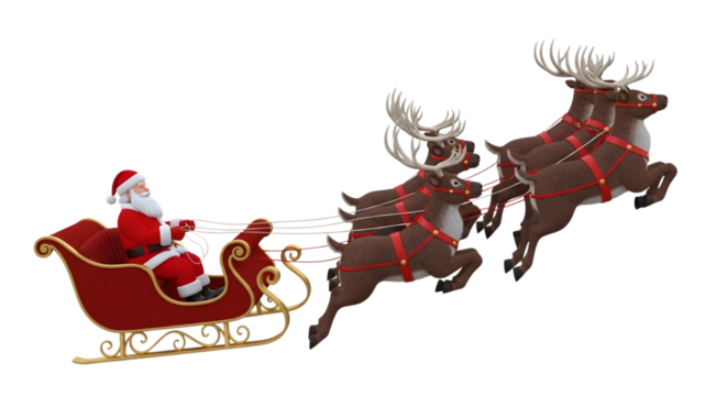 Santa claus in his sleigh pulled by reindeer