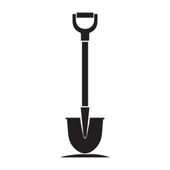 Garden shovel dirt vector silhouette on white background. Shovel icon sign illustration design