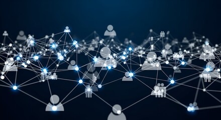 Social media network structure connecting people on the internet with digital nodes