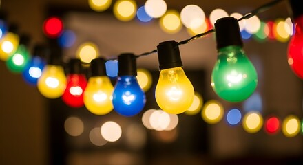 Festive colorful string lights illuminating a cheerful ambiance and celebration