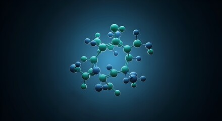 3D Molecular Structure Illustration: Representing Scientific Concepts on Dark Blue