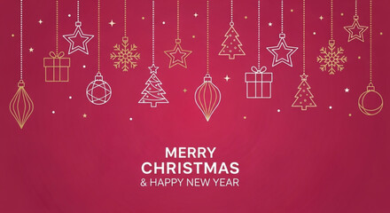Fototapeta premium Merry Christmas and Happy New Year elegant vector background. Vector template for Christmas and New Year greeting card. Christmas and New year banner vector.