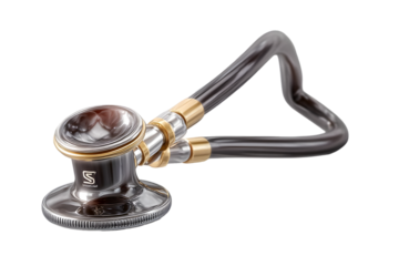 Elegant stethoscope with silver and gold accents, medical instrument for healthcare professionals