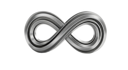 Naklejka premium Metallic infinity symbol 3d render concept of endless loop isolated on transparent background