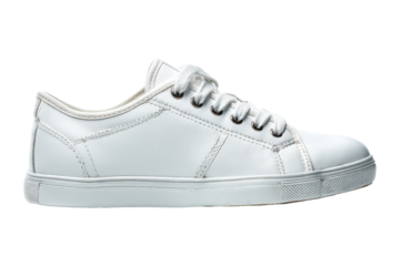 Sleek white sneakers in vibrant urban environment photography