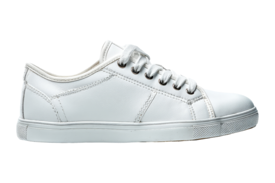 Sleek white sneakers in vibrant urban environment photography