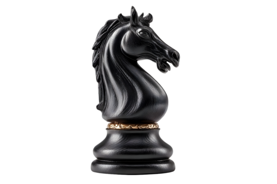 Elegant black knight chess piece ready for strategic gameplay and intellectual challenge